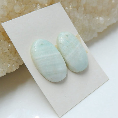 Natural Hemimorphite Oval Earrings Pair, stone for Earrings making, 17x10x4mm, 2.9g - MyGemGarden