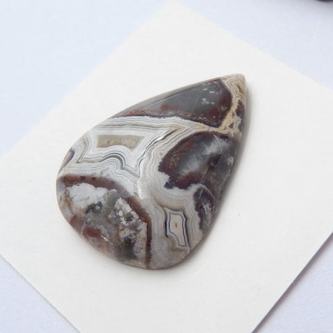 Natural Crazy Lace Agate Teardrop Gemstone Cabochon, 28x20x7mm, 4.81g - MyGemGarden