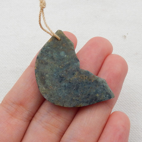 Carved Ocean Jasper Wing Pendant, Handmade Gemstone Wings Necklace Pendant Stone, 36x24x5mm, 5.7g