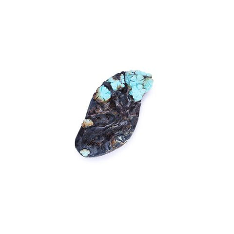 Fashion Turquoise Carved Flower Gemstone Cabochon for Gift, 20x15x9mm16.3g - MyGemGarden