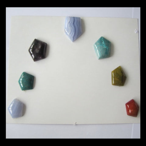 7 PCS Various Gemstones  Cabochon,34x30x8mm,23x23x10mm,72g - MyGemGarden