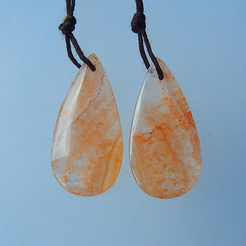 Red Agate Gemstone Natural Earrings Pair, 30x15x4mm,30.5ct - MyGemGarden