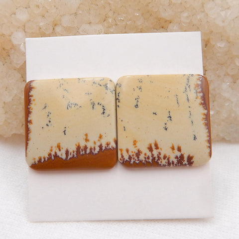 Us Biggs Jasper Square Gemstone Cabochon Pair, 20x20x3mm, 4.9g