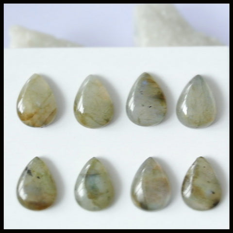 8PCS Natural Labradorite Gemstone Drop Cabochon 16x11x5mm,10.55g - MyGemGarden