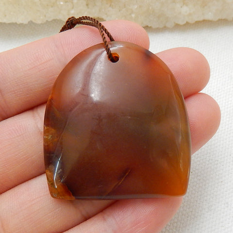 Natural Red agate Drilled Gemstone Pendant Pair, 37x34x7mm, 15.3g - MyGemGarden