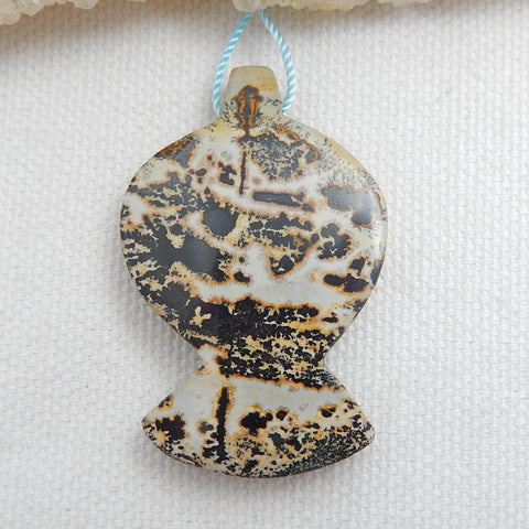 Natural Chohua Jasper Drilled Gemstone Pendant Bead, 42x27x6mm, 10.2g - MyGemGarden