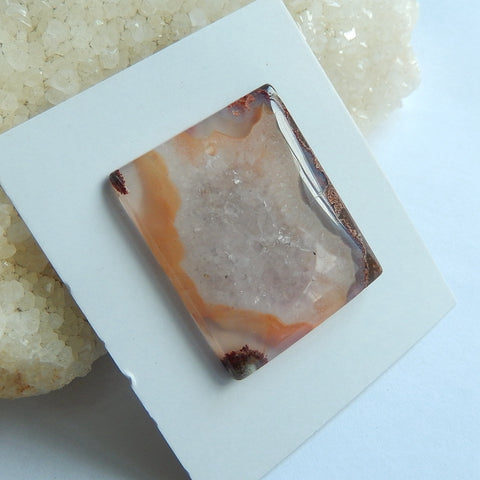 Natural Mushroom Jasper Drilled Rectangle Gemstone Pendant Bead, 36x30x5mm, 12.45g - MyGemGarden