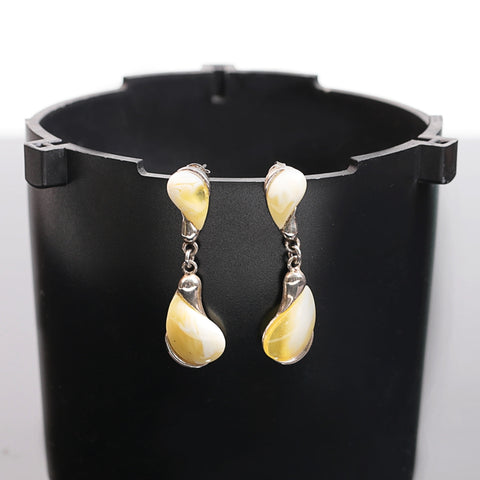 Hot Sale 925 Silver with Natural Amber Gemstone Earrings 6.6g - MyGemGarden