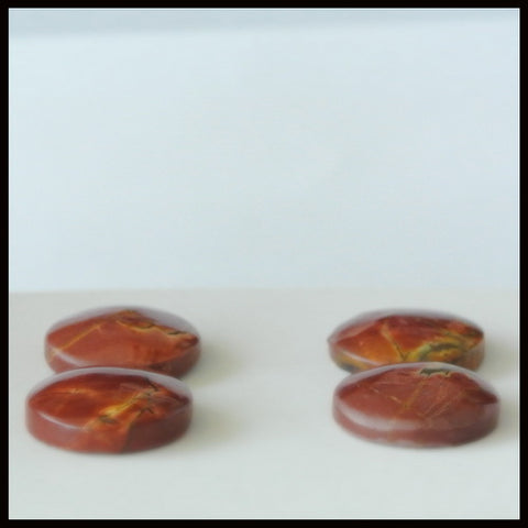 4pcs Natural Multi-Color Picasso Jasper Gemstone 15mm Round Cabochons, 15x15x4mm, 6.55g - MyGemGarden