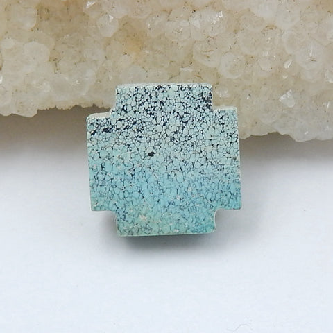 Natural Turquoise Carved cross Gemstone Cabochon, 14x14x4mm, 1.5g - MyGemGarden