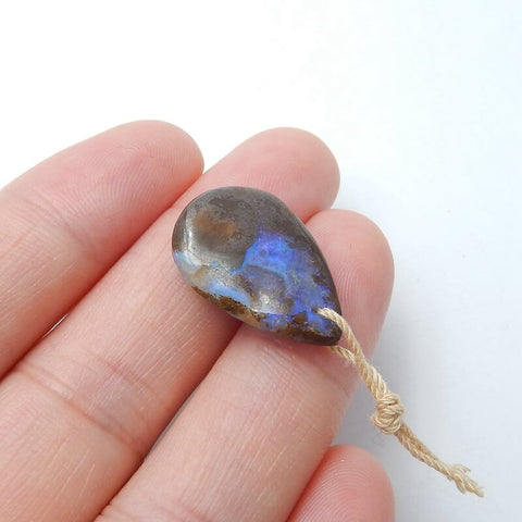 Natural Boulder opal Drilled Teardrop Gemstone Pendant Bead, 21x14x6mm, 2.1g - MyGemGarden