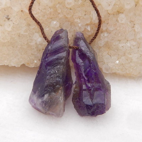 Natural Amethyst Earring Beads 28x12x10mm, 7.6