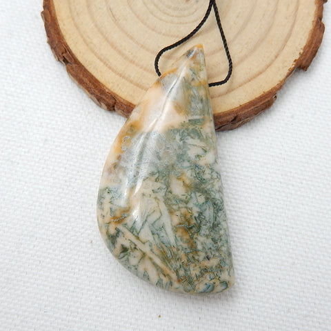 Natural Bamboo Agate Drilled Pendant Bead, 52x26x10mm, 21.5g - MyGemGarden