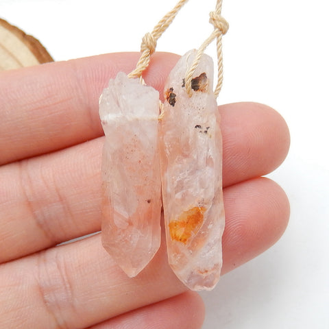 Drusy Earrings,Crystal, Selling 2 Pcs Quartz Gemstone Earrings Pair , 37x10x10mm, 6.8g - MyGemGarden