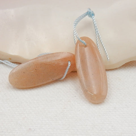 Sunstone Earrings Stone Pair, stone for earrings making, 28x11x5mm, 4.6g - MyGemGarden