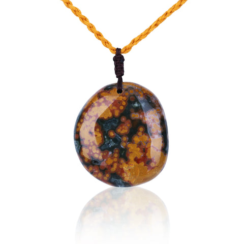 Natural Ocean Jasper Gemstonne Pendant 43x39x15mm, 52cm, 45.4g - MyGemGarden