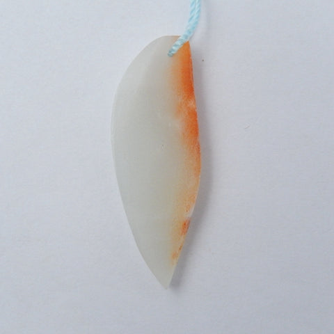 Amazonite carved leaf Pendant Bead, 37x13x5mm, 3.8g - MyGemGarden