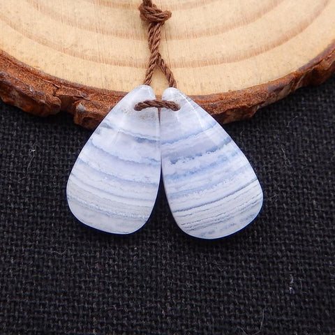 Blue Lace Agate Teardrop Earrings Stone Pair, stone for earrings making, 18x10x4mm, 2.3g