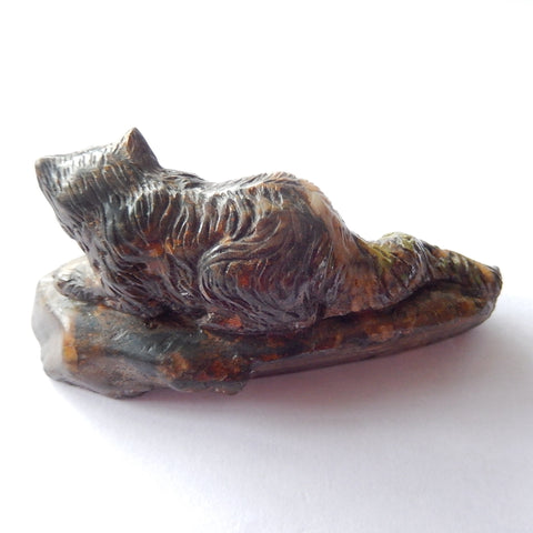 Hot Sale Carved Boulder Opal Cat Ornament, 78x35x31mm, 427ct - MyGemGarden