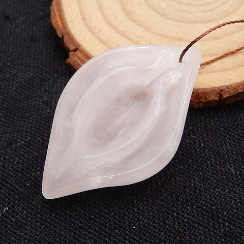 Natural Rose Quartz Gemstone Pendant Stone, 40x24x12mm, 11.0g