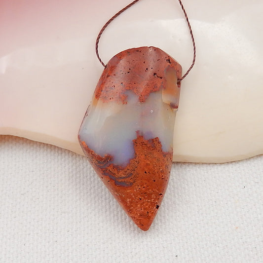 Natural Australia Red Opal Drilled Gemstone Pendant Bead, 40x21x9mm, 8.9g - MyGemGarden