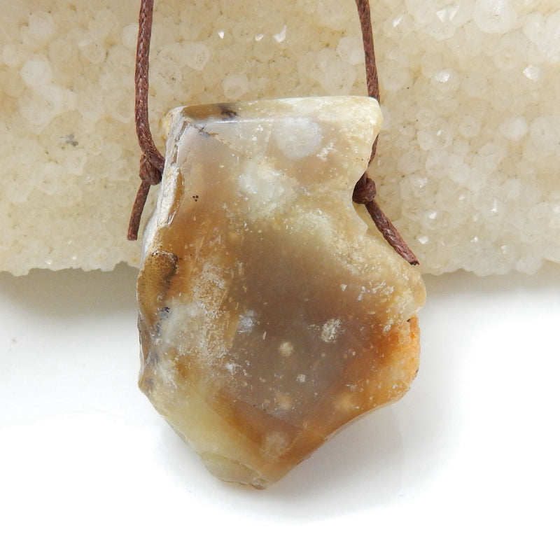 Natural Yellow Opal Gemstone Pendant, Natural Stone Jewelry, 42x29x18mm, 26.5g - MyGemGarden