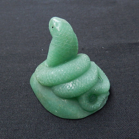 New, Carved Green Aventurine Gemstone snake Ornament, 55x54x48mm, 107.2g - MyGemGarden