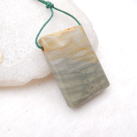 Natural Ocean Jasper Pendant Bead 21X35X9mm, 18.2g