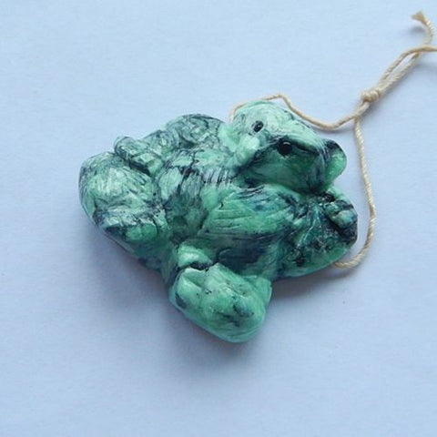 New Design Green Turquoise Gemstone Carved bear Pendant Neckalce, 31x32x4mm, 14.1g Trendy Pendant jewelry making accessory - MyGemGarden