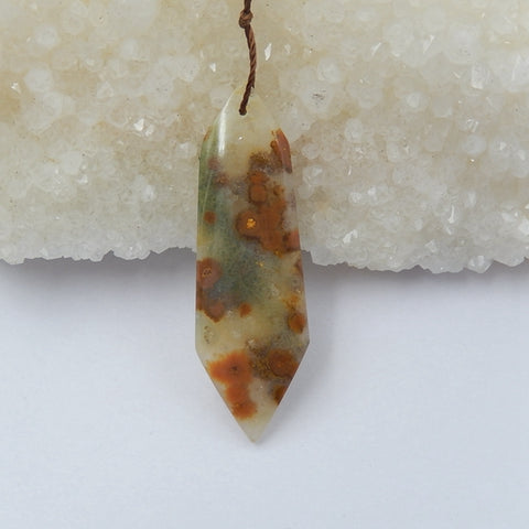 Ocean Jasper Gemstone Natural Pendant Bead, 44x14x4mm, 3.8g - MyGemGarden