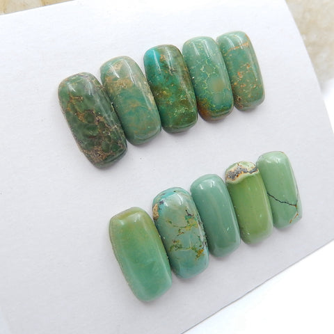 10 PCS Natural Turquoise Flatback Gemstone Cabochon, 14x7x5mm, 7.6g - MyGemGarden