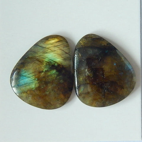 Natural Labradorite Cabochon Pair 20x17x4mm,4g - MyGemGarden