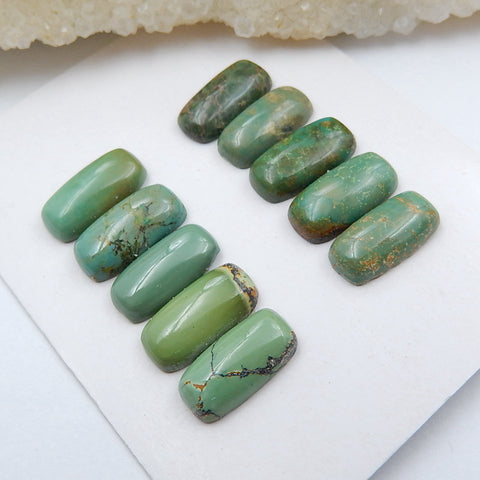 10 PCS Natural Turquoise Flatback Gemstone Cabochon, 14x7x5mm, 7.6g - MyGemGarden