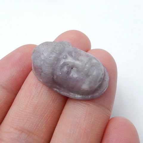 Carved Pink Tourmaline Guanyin Head Gemstone Cabochon, 24x15x9mm, 5g - MyGemGarden