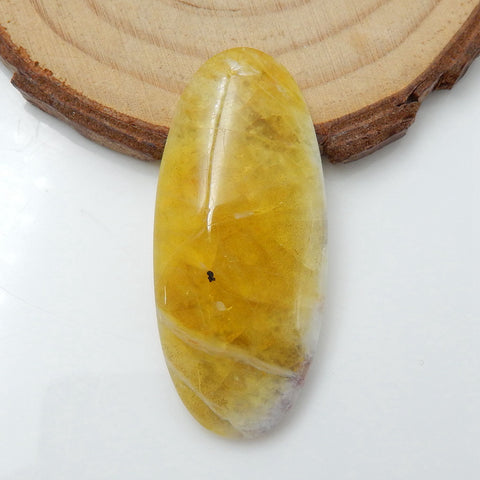 Natural Yellow Opal Oval Gemstone Cabochon, 40x18x5mm, 5.3g - MyGemGarden