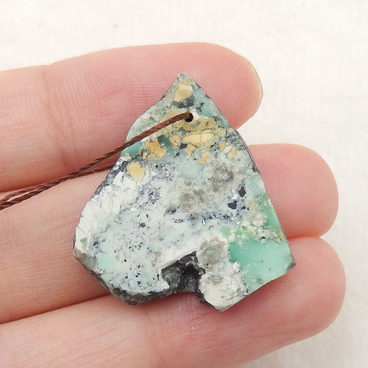 Natural Nugget Turquoise Drilled Pendant Stone, 25x24x3mm, 2.3g