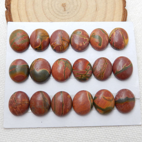 18 Pcs Natural Multicolor Picasso jasper Oval Gemstone Cabochon, 12x10x5mm, 15g - MyGemGarden