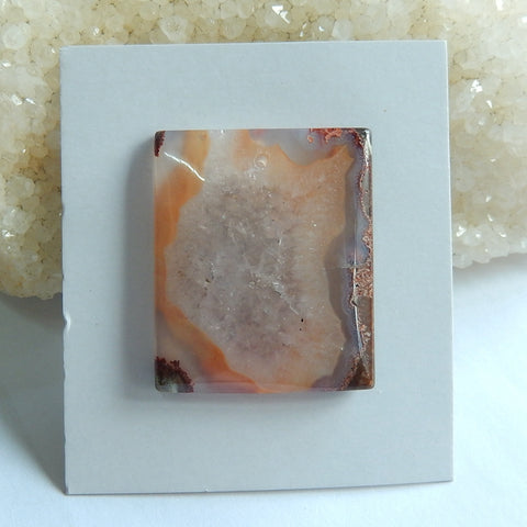 Natural Mushroom Jasper Drilled Rectangle Gemstone Pendant Bead, 36x30x5mm, 12.45g - MyGemGarden