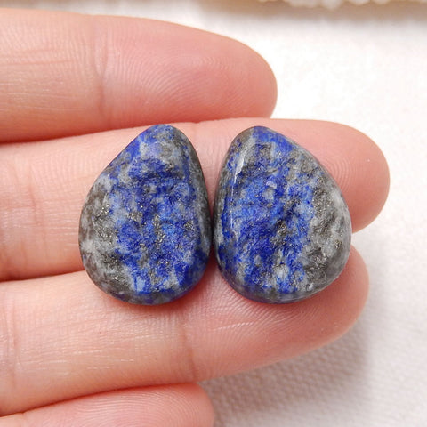 Blue Lapis Lazuli Gemstone Cabochon Pair, 19x14x5mm, 5.3g - MyGemGarden