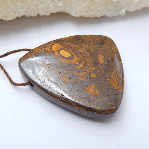 Natural Boulder opal Drilled Gemstone Pendant Bead, 35x33x8mm, 14.8g - MyGemGarden