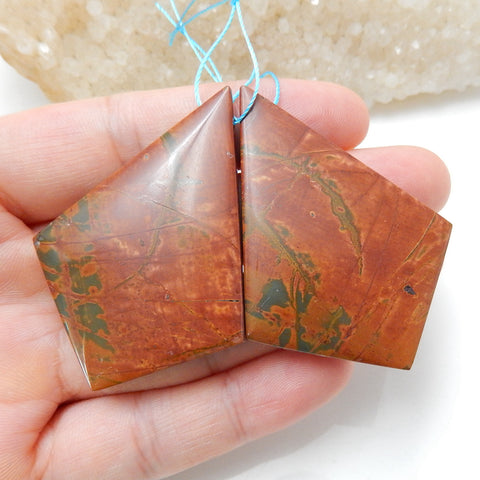 Natural Multi-Color Picasso jasper Earrings Pair, stone for Earrings making, 51x37x4mm, 20.5g - MyGemGarden