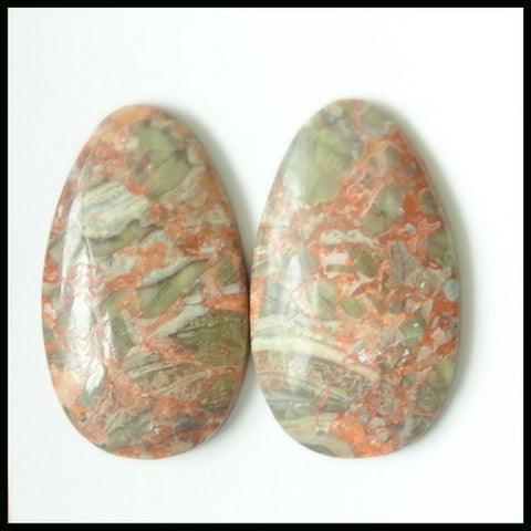 Gift From Natural Mushroom Jasper Cabochon Pair 25x15x3mm ,4.4g - MyGemGarden