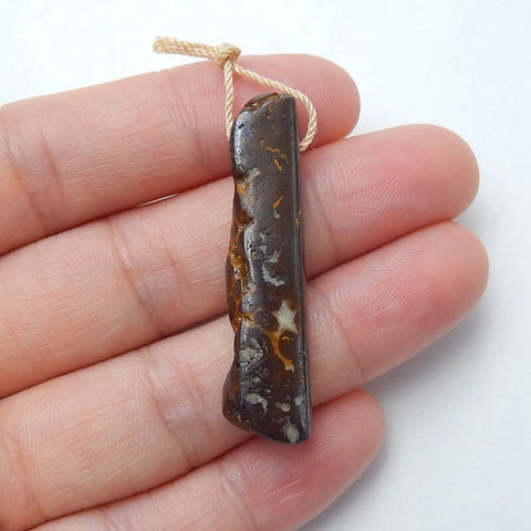 Natural Boulder opal Drilled Gemstone Pendant Bead, 39x10x6mm, 4.0g - MyGemGarden