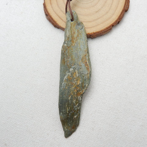 Raw Wood Fossil Gemstone Pendant, Necklace Pendant, 90x23x6mm, 18.5g - MyGemGarden