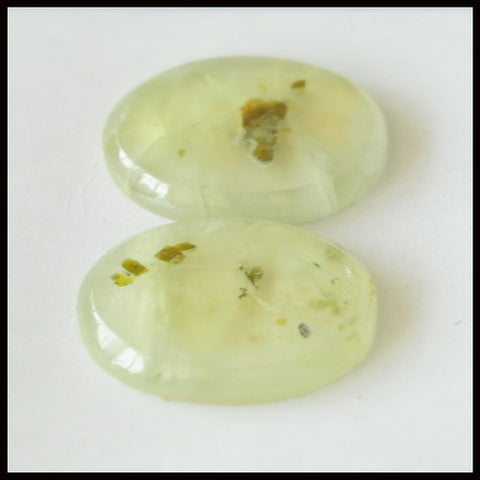 Natural Prehnite Gemstone Cabochon Pair 25x18x4mm,7.8g - MyGemGarden