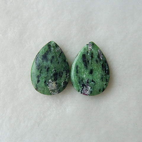 Natural Ruby and Zoisite Cabochon Pair 25x18x5mm,7.5g - MyGemGarden