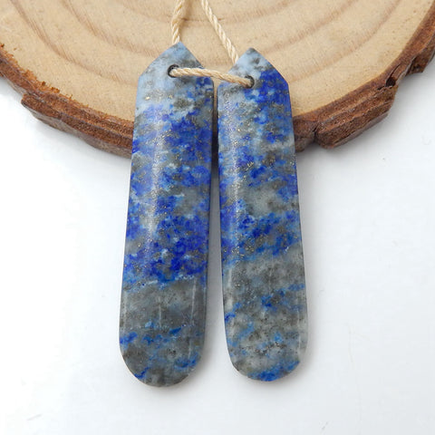 Natural Lapis Lazuli Earrings Beads, Stone For Earrings Making, 38x9x4mm, 5.6g - MyGemGarden