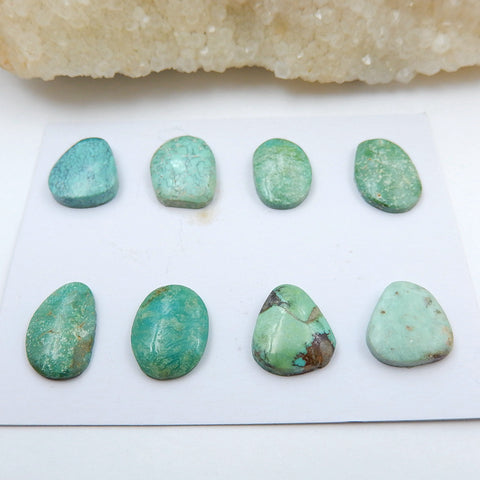 8 PCS Natural Turquoise Flatback Gemstone Cabochon, 14x11x4mm, 12x11x3mm, 6.6g - MyGemGarden