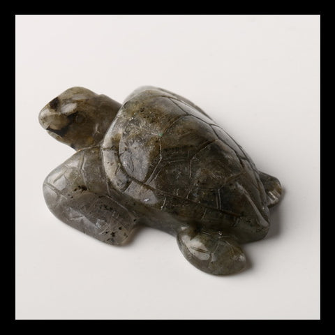 Labradorite Gemstone Turtle Carved Ornament, 44x39x17mm, 140ct - MyGemGarden