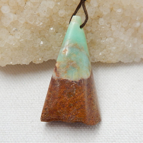 Raw Chrysoprase Gemstone Pendant, Natural Stone Jewelry, 44x25x18mm, 13.2g - MyGemGarden